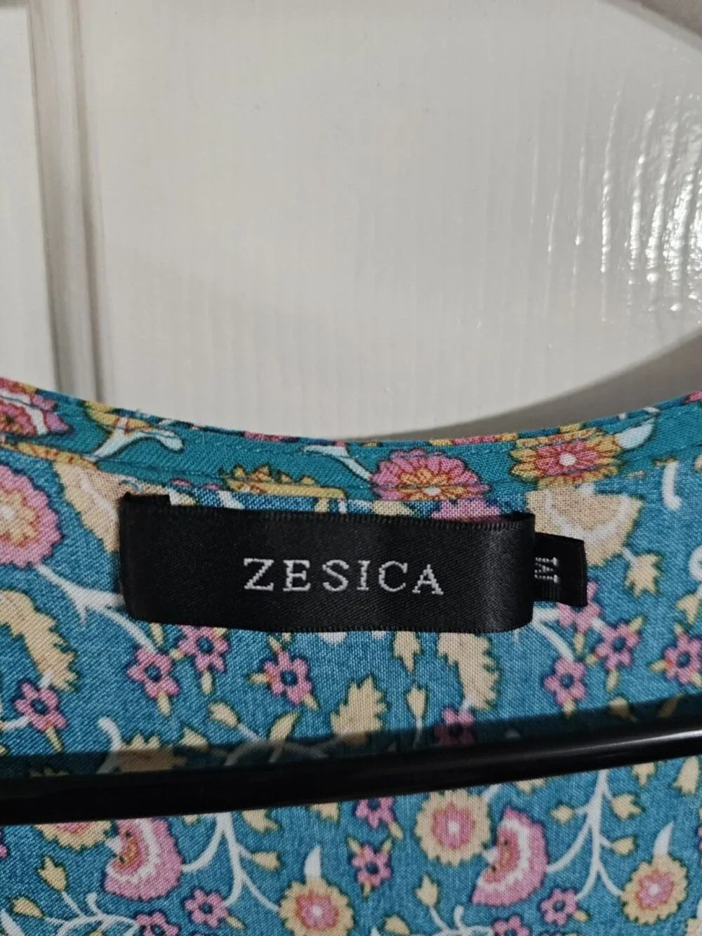 ZESICA Womens Medium Wrap Dress Blue Rust Floral Rayon Iconic Boho Festival Mini - Picture 4 of 8